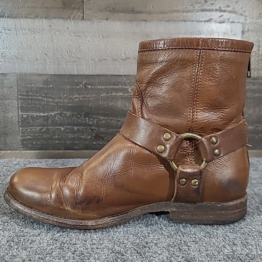 FRYE Phillip Harness Short Boots Women's‎ Size 7 B - Brown